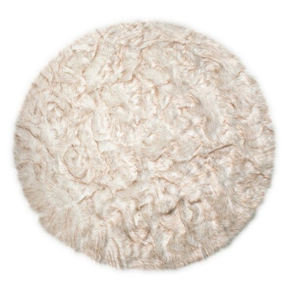 Luxe Home Decor Arlington Faux Sheepskin Circular Rug | 1-Piece | Gradient tan - Picture 1 of 3